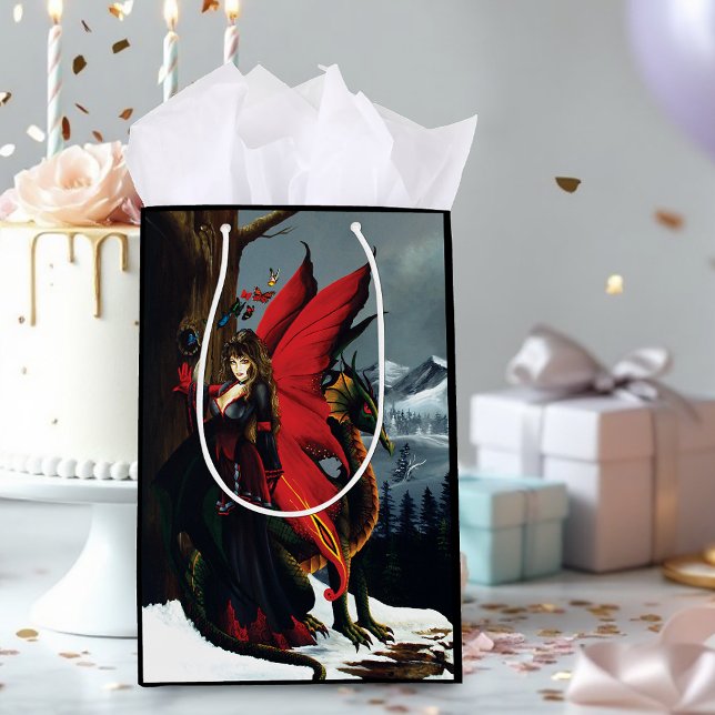 Fairy Red Dragon Fantasy Spring Mittlere Geschenktüte (Von Creator hochgeladen)