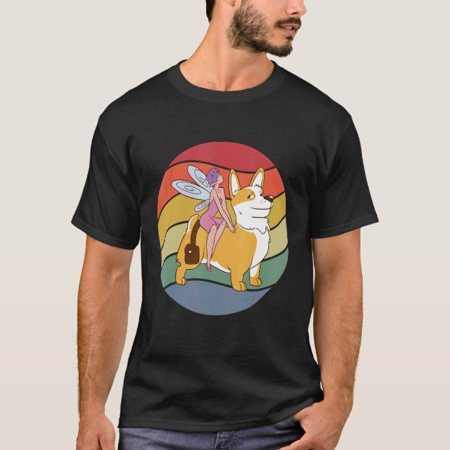Fairy Riding Corgi T-Shirt (Vorderseite)