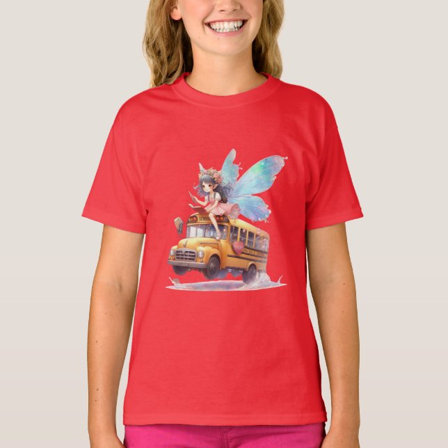 Fairy Riding School Bus T-shirt fille (Devant)