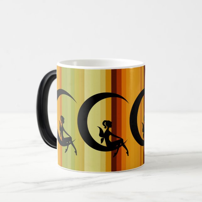 Fairy Silhouette über Crescent Moon Design Verwandlungstasse (Vorderseite Links)