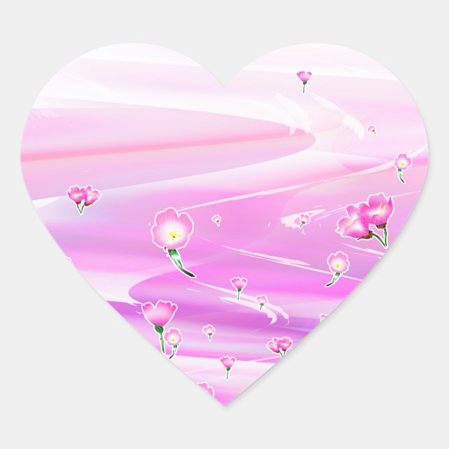 Fairy Sky River Spring Blume Herz-Aufkleber (Vorderseite)