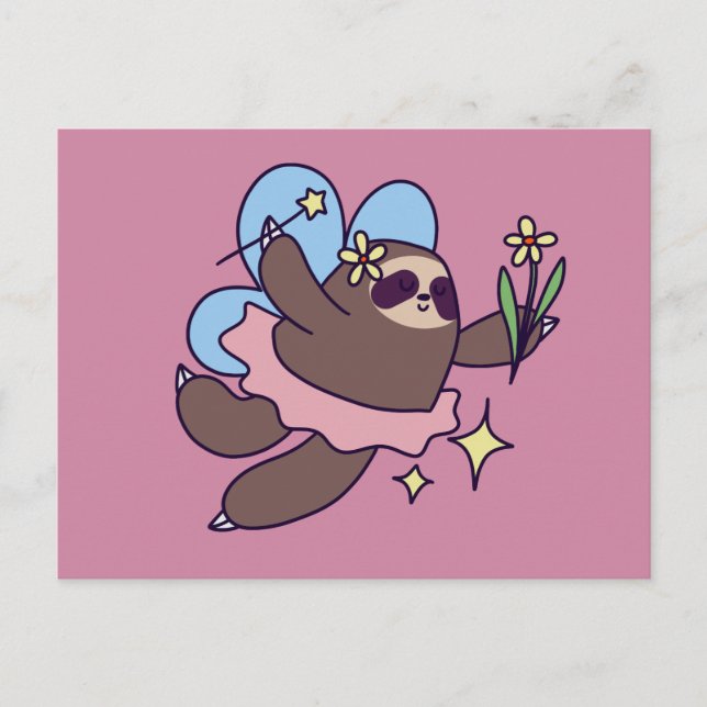 Fairy Sloth Postkarte (Vorderseite)