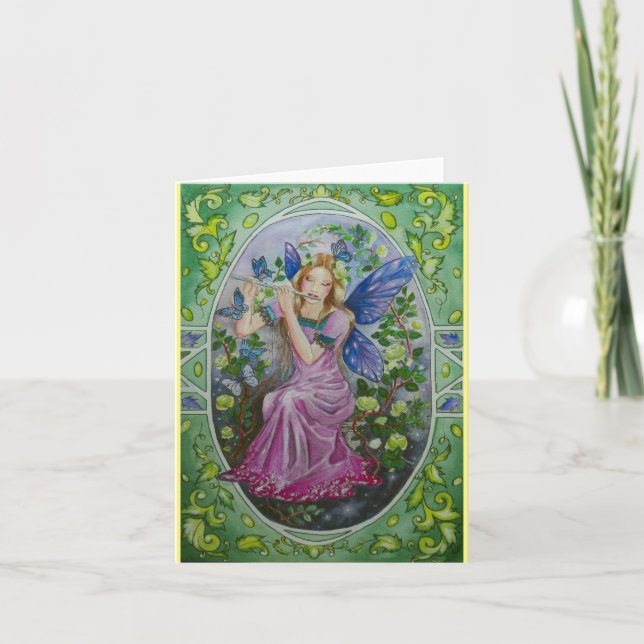Fairy spielt Flöte Grußkarte Karte (Vorderseite)