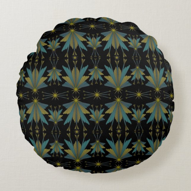 Fairy Stars Black Round Throw Pillow Rundes Kissen (Vorderseite)