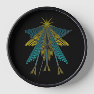 Fairy Stars Black Wood Gerahmte Uhr