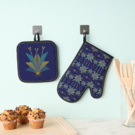 Fairy Stars Navy Ofenhandschuh & Topflappen-Set