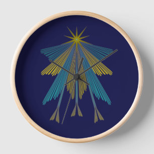 Fairy Stars Navy Wood Gerahmt Clock Uhr