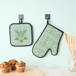 Fairy Stars Pistachio Ofenhandschuh & Topflappen-Set