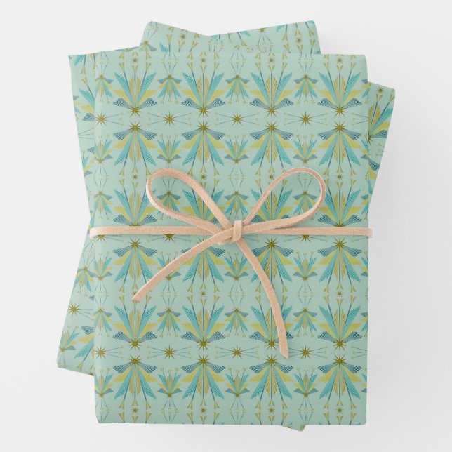 Fairy Stars Pistachio Wrapping Paper Geschenkpapier Set (Beispiel)