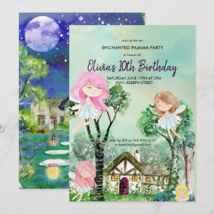 Fairy Stwood Party Pajama Invitation d'anniversair