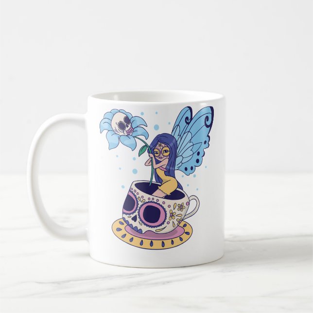 Fairy Sugar Skull Mug Butterfly Tea Pot Witch Magi Kaffeetasse (Links)