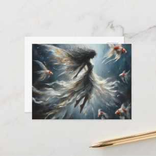 Fairy Swims mit Orange und Weißfisch Postkarte
