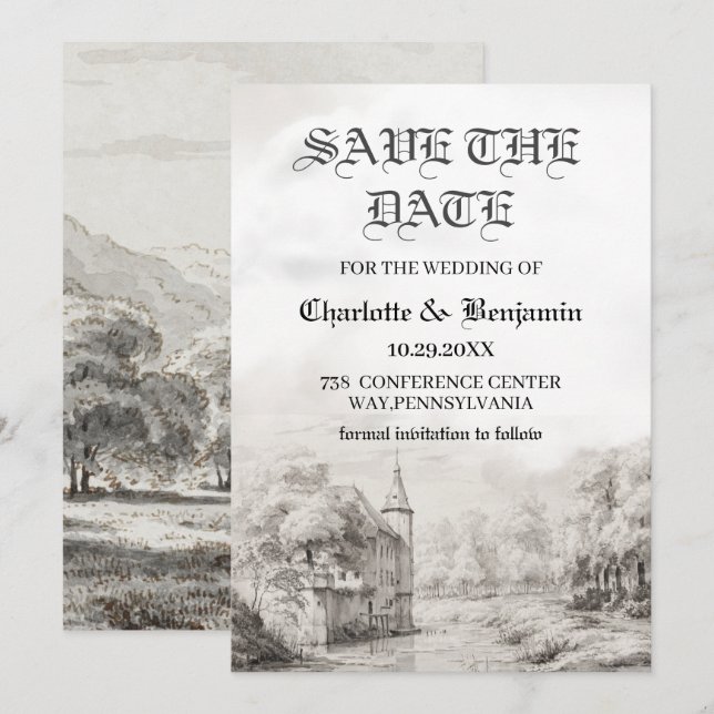 Fairy tale Castle Banca del Gottardo Save the Date (Vorne/Hinten)