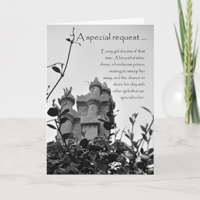 Fairy Tale Castle Bridesmaid Grußkarte Einladung (Vorderseite)