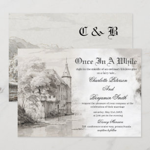  Fairy tale Castle Vintage Wedding Invitation