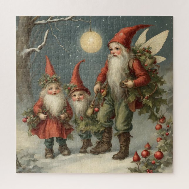 Fairy Tale Christmas Gnome Familie im Winterwald (Vertikal)