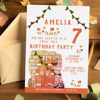 Fairy Tale Door Girl Birthday Party Gold Folieneinladung
