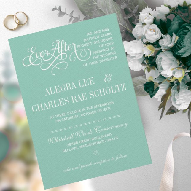 Fairy Tale EverAfter Mint Green Wedding Einladung (Von Creator hochgeladen)