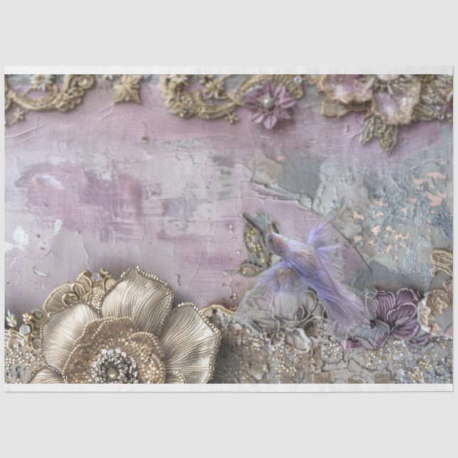 Fairy Tale Fantasia Majestic Bird Lavender Blue Seidenpapier (Vorderseite)