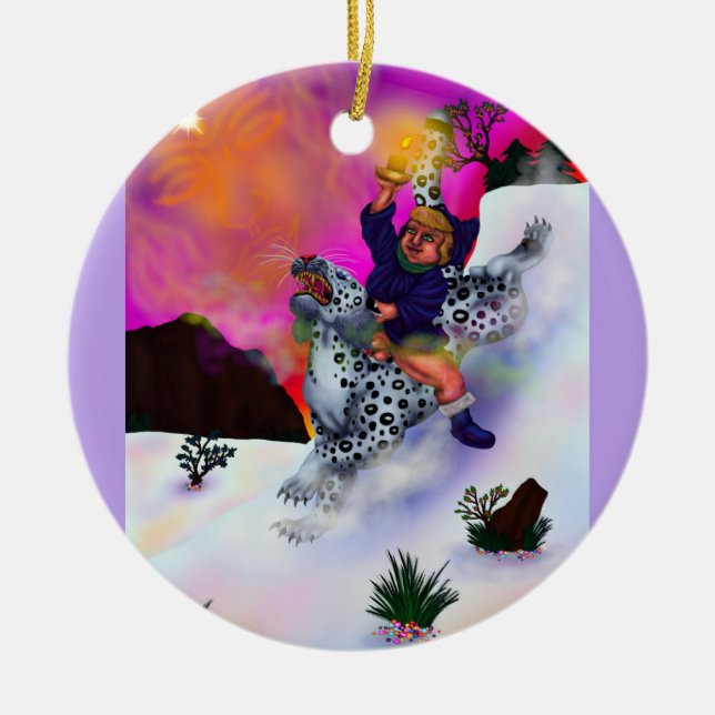 Fairy Tale Fantasy Light of Hope Winter Traumkunst Keramik Ornament (Vorne)