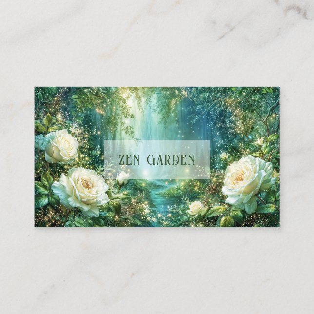 Fairy Tale Forest White Rose Luminous Landscape Visitenkarte (Vorderseite)