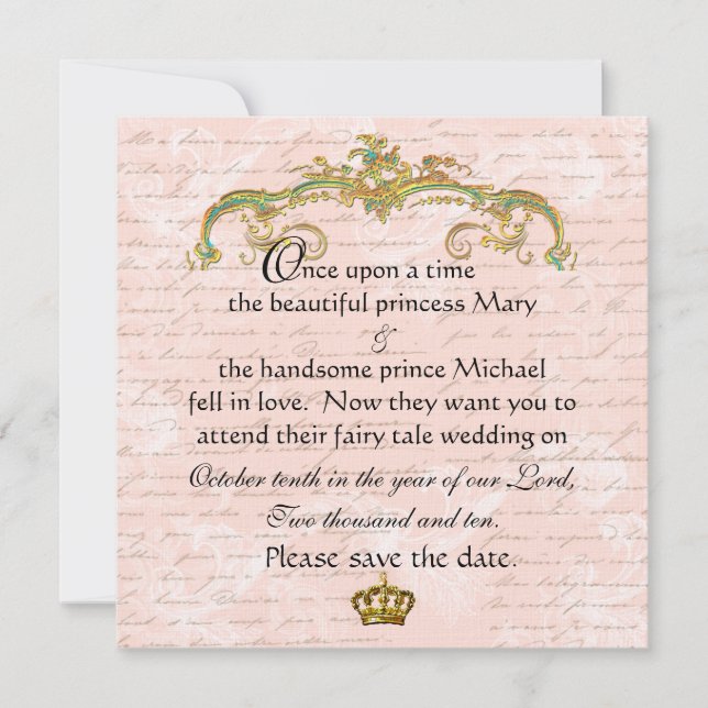Fairy Tale Französisches Drehbuch Rosa Save the Da Date (Vorderseite)
