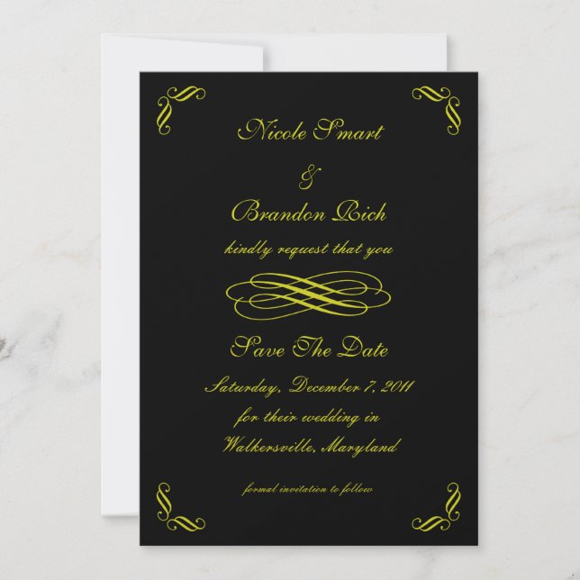 Fairy Tale in Schwarz Save the Date (Vorderseite)
