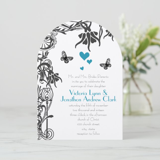 Fairy Tale Invitation de mariage chrétien Papillon (Debout devant)
