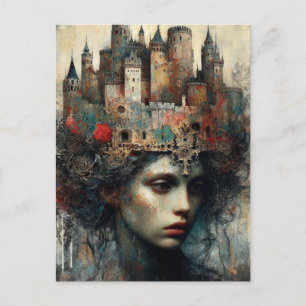 Fairy Tale Königin mit Schloss auf ihrem Kopf Postkarte
