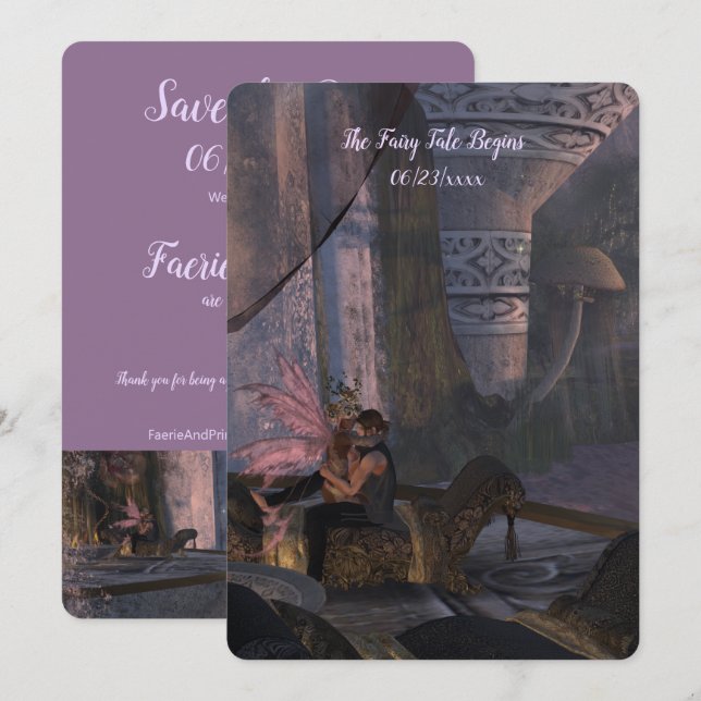 Fairy Tale Mariage - Flat Enregistrer la carte de  (Devant / Derrière)