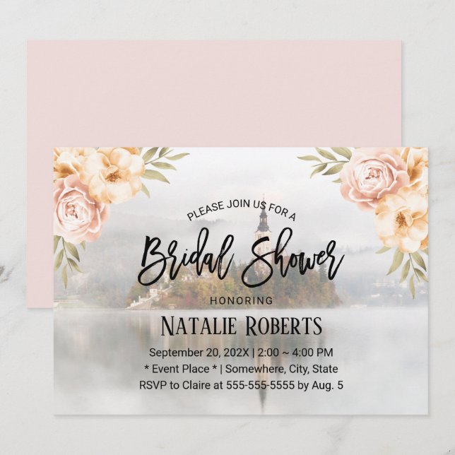 Fairy Tale Misty Vintages florales Brautparty Einladung (Vorne/Hinten)