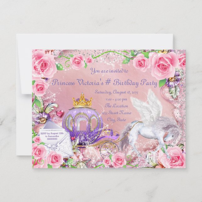 Fairy Tale Princess Birthday Party Einladung (Vorderseite)
