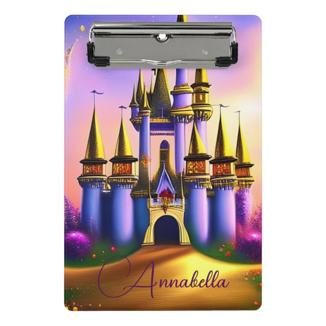 Fairy Tale Princess Castle Whimsical Giro Mini Klemmbrett (Vorderseite)