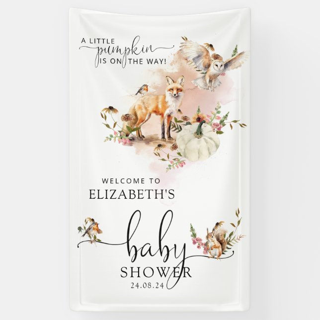 Fairy Tale Pumpkin Fall Baby Dusche Willkommen Banner (Vertikal)