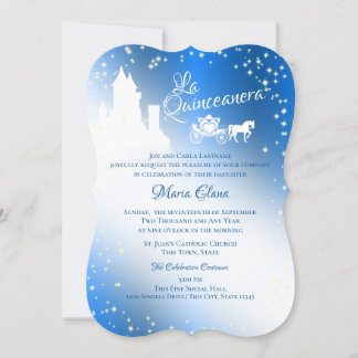 Fairy Tale Quinceanera Sapphire Sparkle Castle Inv Einladung