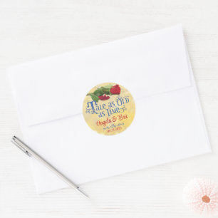 Fairy Tale Rote Rose Blue Gold Wedding Runder Aufkleber