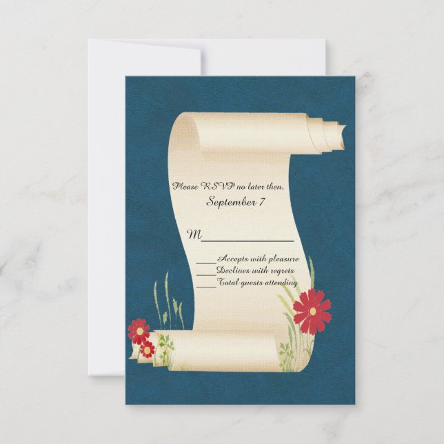 Fairy Tale Scroll Wedding RSVP Card (Vorderseite)