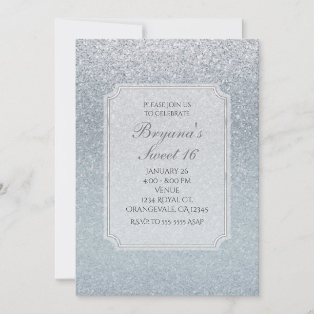 Fairy Tale Silver Glitzer Sparkle Party Einladung (Vorderseite)