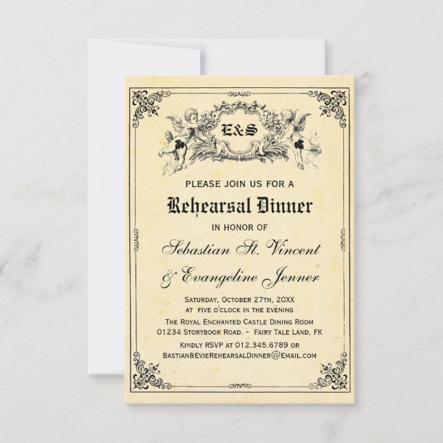 Fairy Tale Storybook Hochzeit Probe Dinner Einladung (Vorderseite)