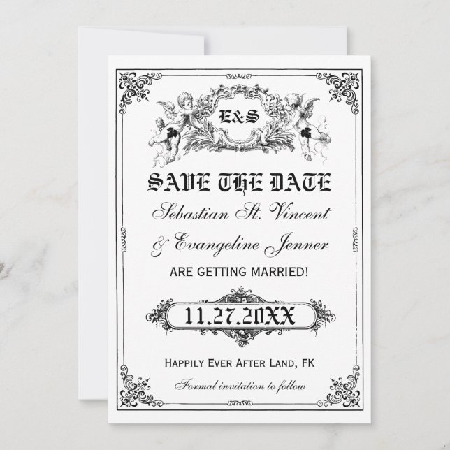 Fairy Tale Storybook Wedding Save the Date Cards Einladung (Vorderseite)