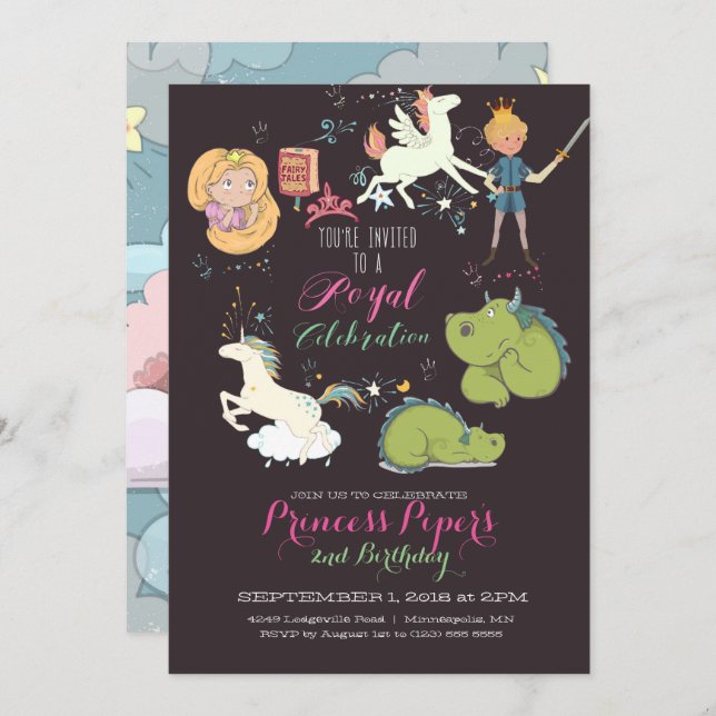 Fairy Tale Theme Party Invitation (Devant / Derrière)