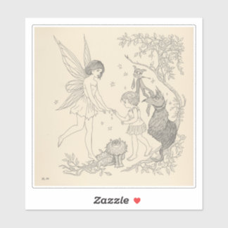 Fairy Tale–Themed Black and White Painting Images Aufkleber