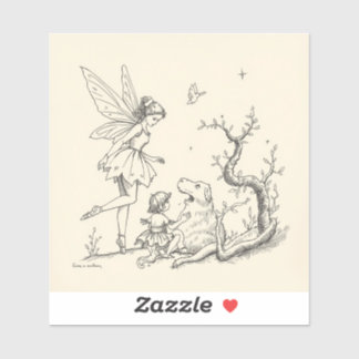 Fairy Tale–Themed Black and White Painting Images  Aufkleber