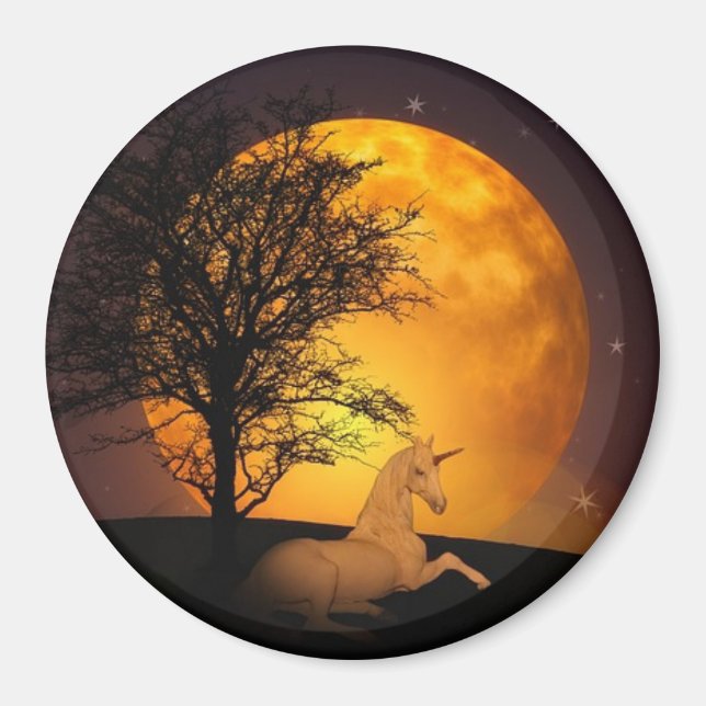 Fairy Tale Unicorn Vollmond Magnet (Vorne)