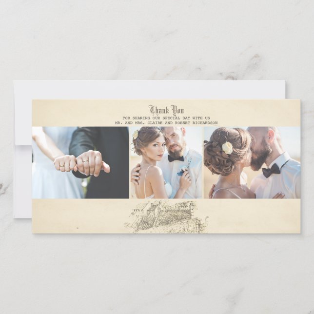 Fairy Tale Vieux Vintage Mariage Merci (Devant)