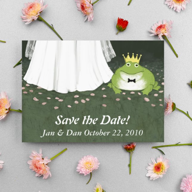 Fairy Tale Wedding Frosch Prince Save the Date Fun Ankündigungspostkarte (Von Creator hochgeladen)