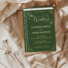 Fairy Tale Whimsical Book Cover Emerald Wedding Folieneinladung