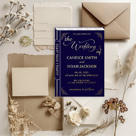 Fairy Tale Whimsical Book Cover Navy Blue Wedding Folieneinladung