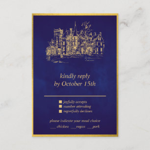 Fairy Tale Whimsical Castle Purple Gold carte RSVP