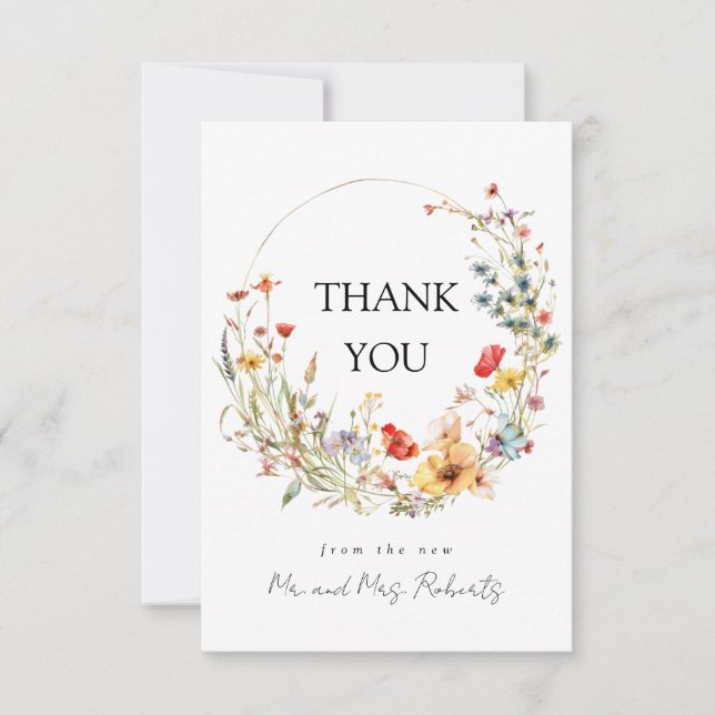 Fairy Tale Wildblume Wedding Dankeskarte (Vorderseite)